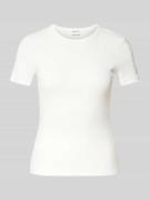 Jake*s Casual Slim Fit T-Sirt mit Feinripp in Offwhite, Größe L