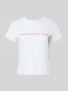 Review T-Shirt mit Statement-Stitching in Weiss, Größe L