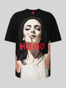 HUGO T-Shirt mit Label-Print Modell 'DUWEDIE' in Black, Größe L