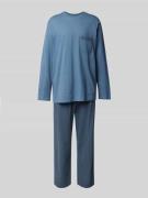 Schiesser Pyjama mit Brusttasche in Rauchblau, Größe 52