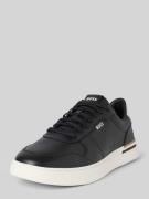 BOSS Ledersneaker mit Label-Print Modell 'Clint' in Black, Größe 42
