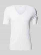 Hanro T-Shirt mit tiefem V-Ausschnitt in Weiss, Größe L