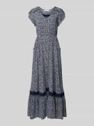 Apricot Midikleid mit Knopfleiste in Marine, Größe XS