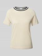Jake*s Collection T-Shirt mit geripptem Rundhalsausschnitt in Ecru, Gr...