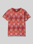 s.Oliver RED LABEL Regular Fit T-Shirt mit Allover-Muster in Dunkelrot...