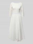 Swing Cocktailkleid aus Häkelspitze in Offwhite, Größe 32