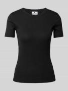 CHAMPION T-Shirt mit geripptem Rundhalsausschnitt in Black, Größe L
