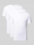 BOSS T-Shirt mit geripptem Stehkragen im 3er-Pack in Weiss, Größe XXL