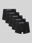 Lacoste Trunks mit elastischem Logo-Bund im 5er-Pack in Black, Größe L