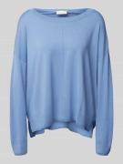 Liu Jo White Oversized Strickpullover mit Rundhalsausschnitt in Hellbl...