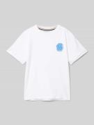 Boss T-Shirt mit Label-Print in Weiss, Größe 140