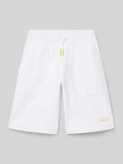 HUGO Regular Fit Shorts mit Label-Print in Weiss, Größe 140