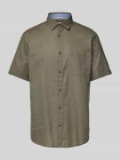 Tom Tailor Regular Fit Leinenhemd mit kurzem Arm in Oliv, Größe XXL