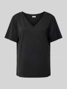 Jake*s Casual T-Shirt mit V-Ausschnitt in Black, Größe L