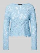 monari Strickpullover in Lochstickerei in Hellblau, Größe 42
