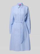 WHITE LABEL Hemdblusenkleid mit Bindegürtel in Bleu, Größe 50
