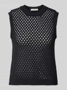 Christian Berg Woman Stricktop mit Lochmuster in Black, Größe XL