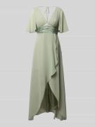 Jake*s Cocktail Abendkleid mit V-Ausschnitt in Lind Melange, Größe 32