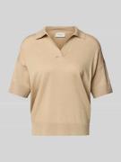 MAERZ Muenchen Regular Fit Poloshirt aus Baumwoll-Leinen-Mix in Hellbr...