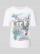 Marc Cain T-Shirt mit Motiv-Print in Weiss, Größe 38