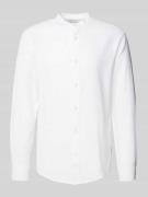 Only & Sons Slim Fit Leinenhemd mit Stehkragen Modell 'CAIDEN' in Weis...