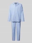 Hanro Pyjama mit Resortkragen Modell 'Ian' in Hellblau, Größe L