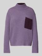 Luisa Cerano Strickpullover mit Brusttasche in Mauve, Größe 38