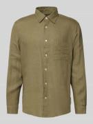 Marc O'Polo Regular Fit Leinenhemd mit aufgesetzter Brusttasche in Oli...