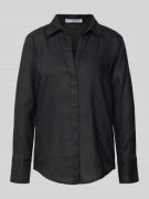 Mango Regular Fit Leinenbluse mit Hemdblusenkragen in Black, Größe XS