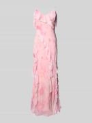 Jake*s Cocktail Abendkleid mit Volants in Hellrosa Melange, Größe 42