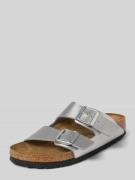 Birkenstock Slides mit Dornschließen Modell 'Arizona' in Silber, Größe...