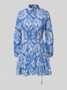 Only Tailliertes Blusenkleid mit Allover-Muster Modell 'LUMINA' in Bla...