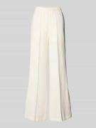 Oui Wide Leg Stoffhose mit fixierten Bügelfalten in Offwhite, Größe 36