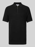 SELECTED HOMME Poloshirt mit kurzem Reißverschluss in Black, Größe L