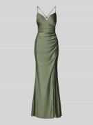 Luxuar Abendkleid mit seitlicher Raffung in Schilf, Größe 44