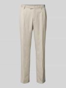 MCNEAL Regular Fit Bundfaltenhose mit Leinen-Anteil in Beige, Größe 27