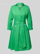 0039 Italy Knielanges Hemdblusenkleid mit Bindegürtel Modell 'JULE' in...