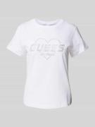 Guess Activewear T-Shirt mit Strasssteinbesatz Modell 'NARCISO' in Wei...