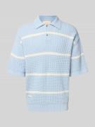 BLKVIS Relaxed Fit Poloshirt mit Strukturmuster in Hellblau, Größe M