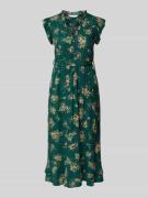 Apricot Midikleid aus Viskose mit Bindegürtel in Gruen, Größe L