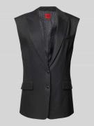 HUGO Leinenweste mit Reverskragen Modell 'Amise' in Black, Größe 36