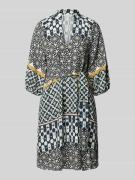 Marc O'Polo A-Linie Leinenkleid mit Allover-Muster in Marine, Größe 36