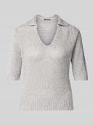 Luisa Cerano Strickshirt aus Leinen-Mix mit 1/2-Arm in Silber Melange,...
