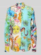 Emily Van den Bergh Bluse aus Viskose mit Kentkragen und Sportmanschet...