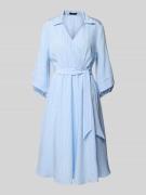 More & More Hemdblusenkleid mit Bindegürtel in Sky, Größe 40