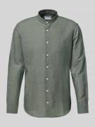 Jake*s Slim Fit Freizeithemd aus Leinen-Baumwoll-Mix in Dunkelgruen, G...
