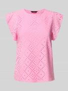 Vero Moda Regular Fit T-Shirt mit Lochstickmuster Muster 'TASSA' in Ro...