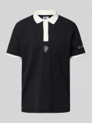 CHAMPION Poloshirt mit Label-Stitching in Black, Größe S