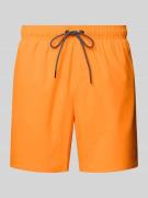 PUMA Regular Fit Badehose mit Reißverschlusstasche in Orange, Größe L