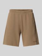 REVIEW Relaxed Fit Sweatshorts mit Label-Print in Mud, Größe L
